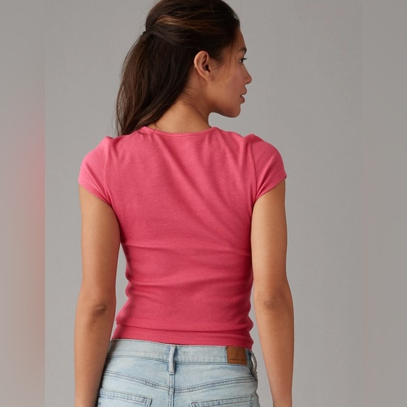 American Eagle AE Hey Baby Ribbed T-Shirt | Color: Pink | NEW/NWOT!!💗💗 - Picture 2 of 5